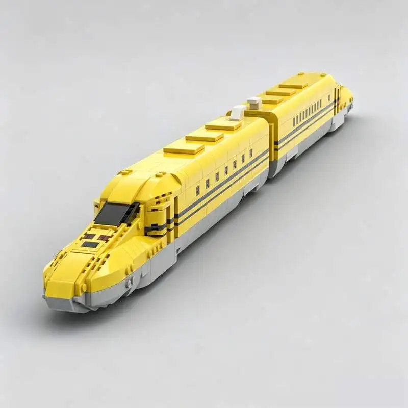 4865Pcs Yellow High Speed Rail Inspection Train Moc Custom Puzzle Railway Building Blocks Assembly Toy Educational Creative Gift