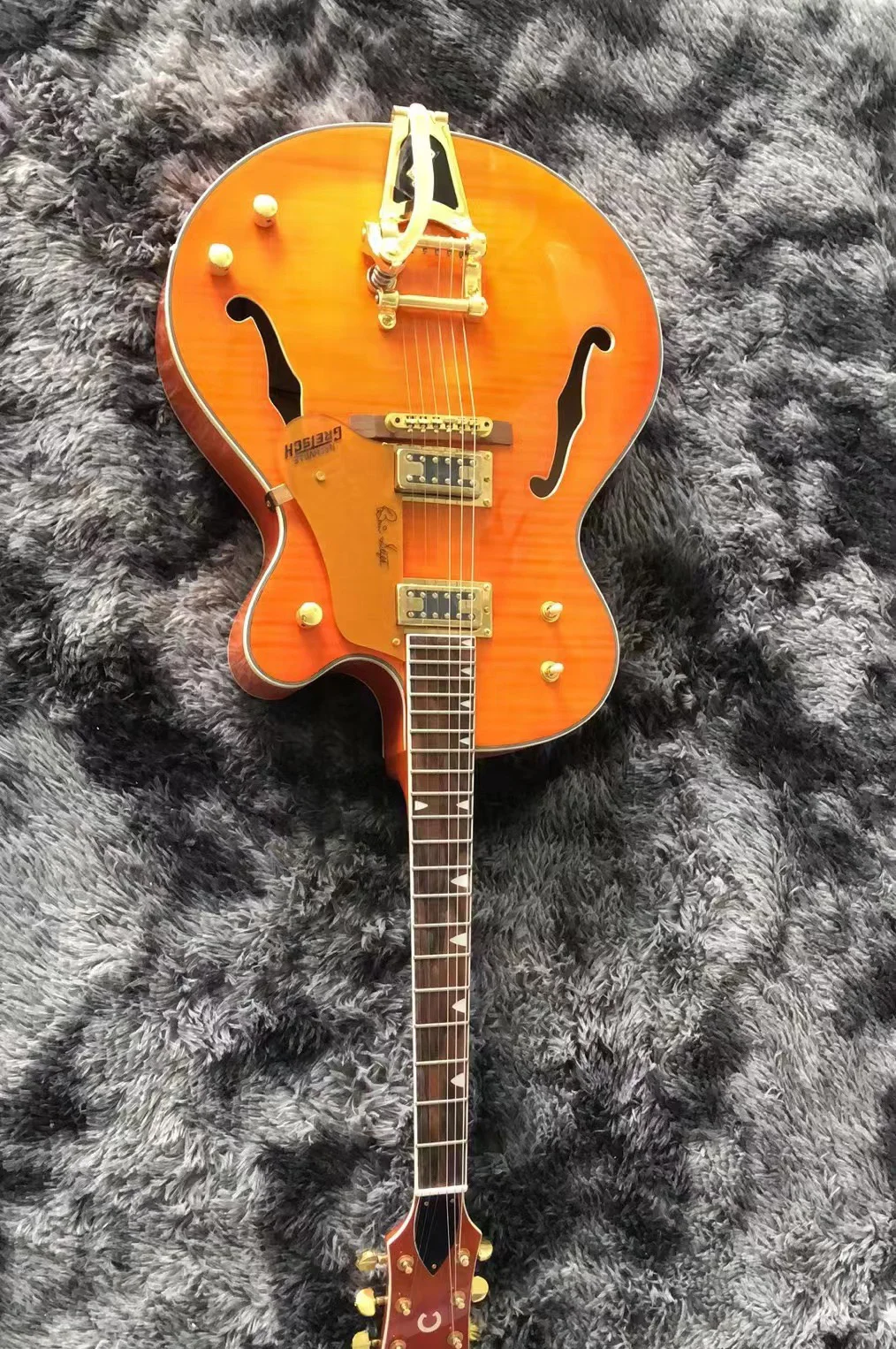 Jazz Semi Hollow Body Electric Guitar Orange Free  Delivery