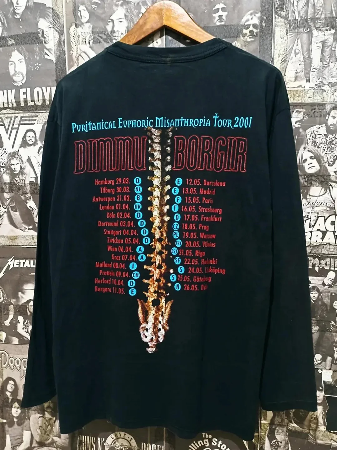 Dimmu Borgir Dark Castle Band Tour American Retro Postpunk Trendy Long Sleeve T-Shirt Pure Cotton round Neck Loose Fit Breath...