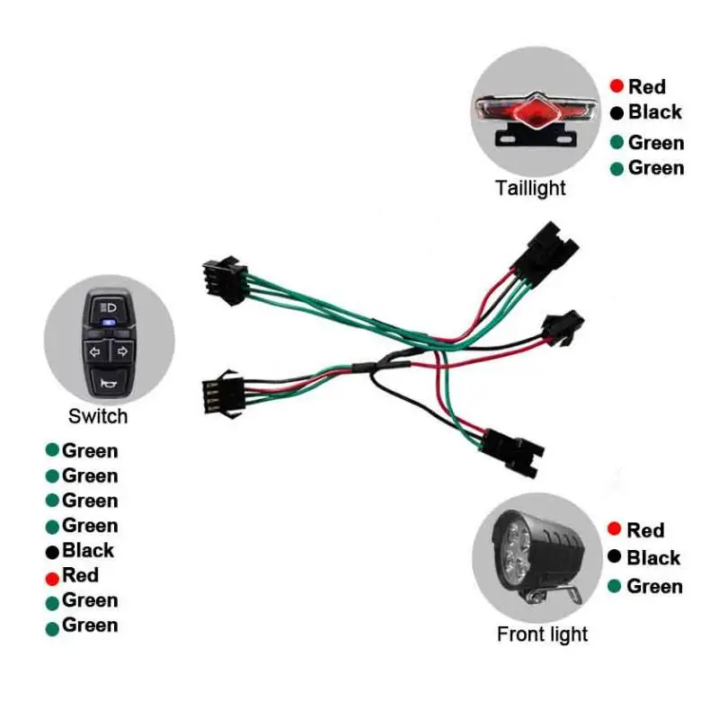 

1 комплект переднего фонаря для электрического велосипеда, задний фонарь DK3336, кабель переключателя, комплект светодиодных фонарей для велосипеда, переключатель света для электронного велосипеда, аксессуары для задних фонарей
