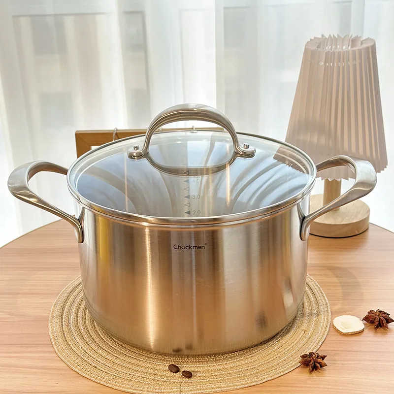 304 Stainless Steel Small Milk Soup Pot with Steamer Household Heat Resistant Cooking Cookware for Kitchen Daily Food Making