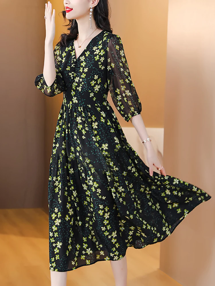 Robe de soirée florale noire pour femmes, robe de Rhlongue, robe de soirée vintage coréenne, batterie éducative élégante, robe de soirée de luxe chic, été, nouveau, 2024