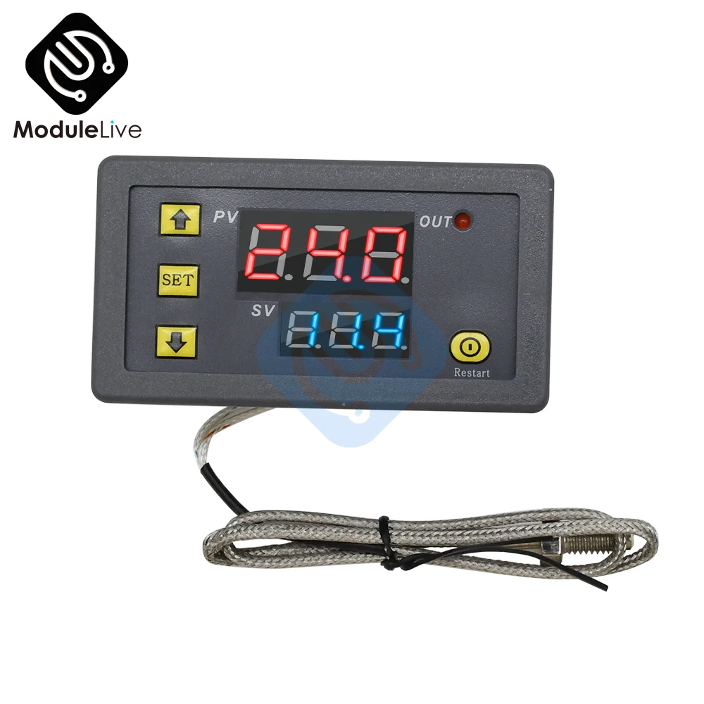 W3230 DC 12V 24V AC110-220V Digital Temperature Control K Type Probe LED Thermostat Regulator Heat/Cooling Control Thermoregulat