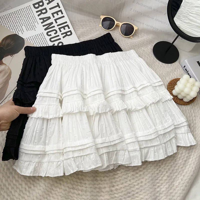 SURMIITRO Mini Pleated Skirt Women 2023 Summer Korean Fashion White Black All Match Ruffles Aesthetic High Waist Skirt Female