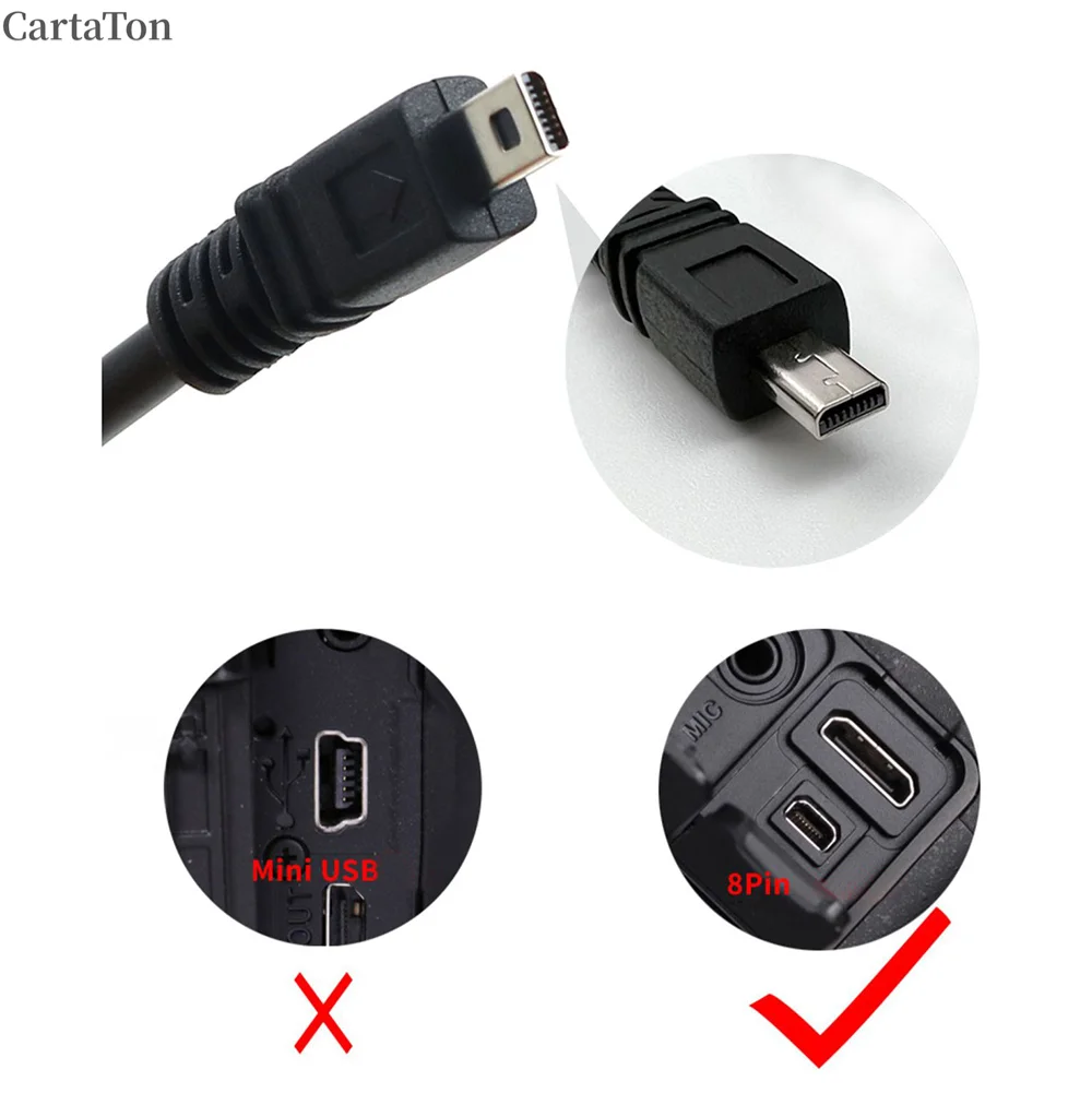 USB to Mini 8P Data Cable for Digital Camera Phone 5 Core Wire for Nikon Olympus Sony Casio Sanyo Fuji Panasonic Data Cord