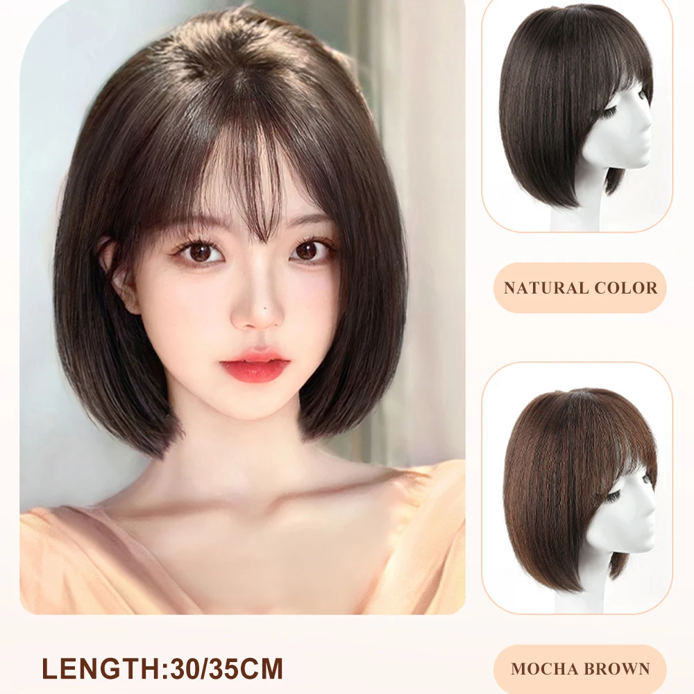 Black Short Bob Wig,Straight Black Bob Wig with bangs, Straight Bob Bangs Wig for Women Natural Looking for Daily Use