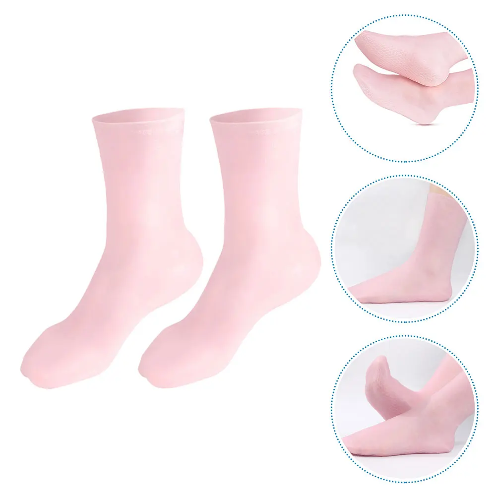 

Silicone Moisturizing Socks for Dry Feet Reusable Foot Masks Anti Crack Soft Comfortable Women Sebs Spa Overnight Footcare Non