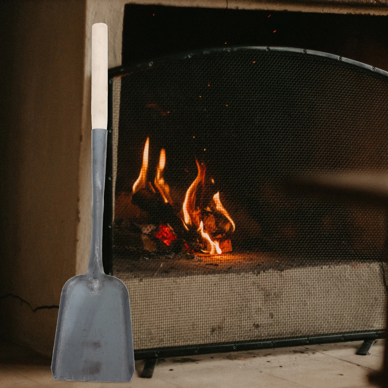 2pcs Ash Shovel Coal Ash Cleaning Tool Long Handle Wooden Household Fireplace Shovel For Bbq Stove Multifunction