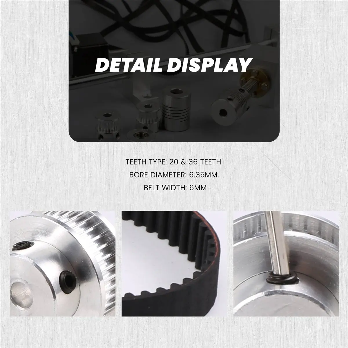 A013 2 Sets Timing Belt Idler Pulley Aluminum Synchronous Wheel Kit for 3D Printer CNC Mechanical Drive