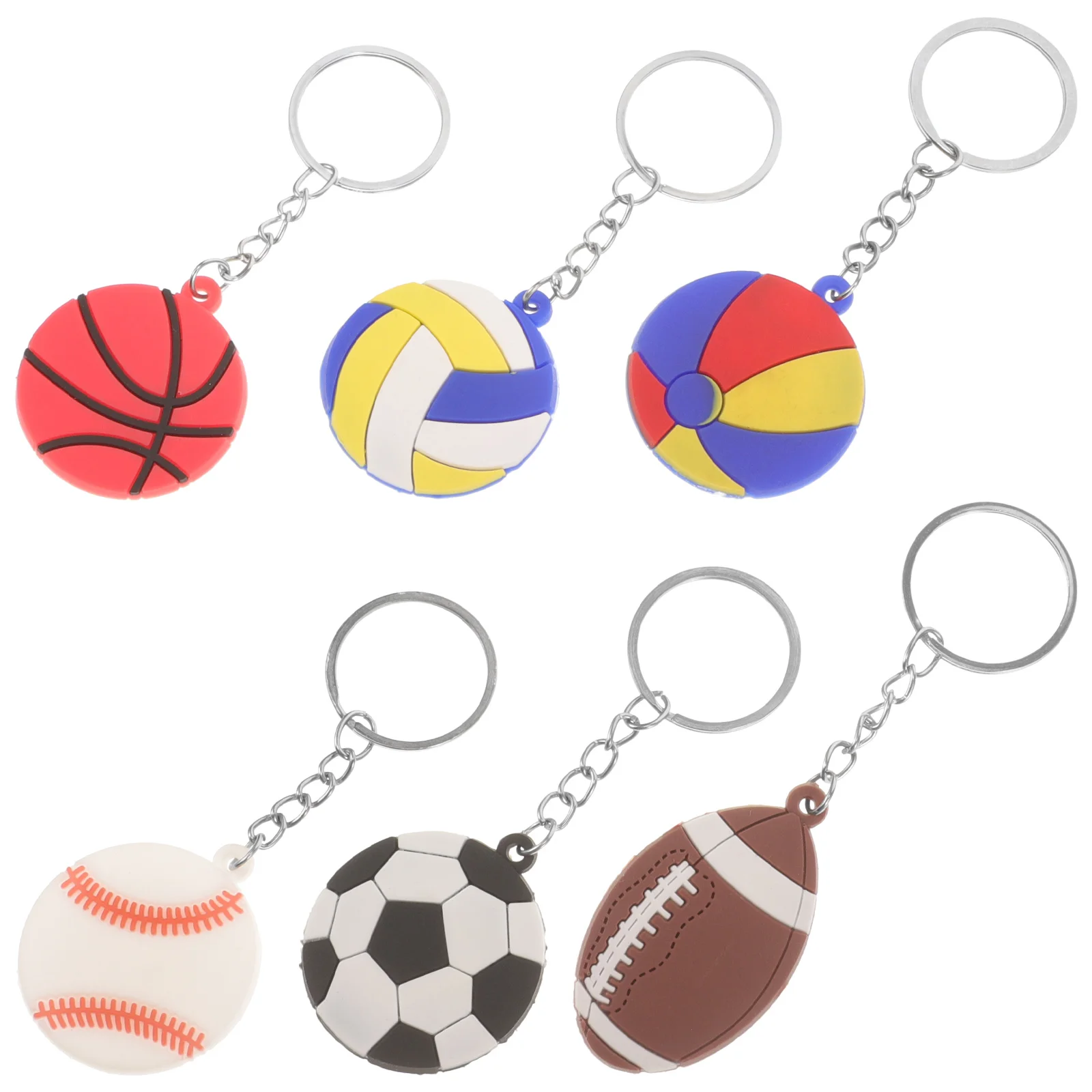 

6 Pcs Sports Keychain Adorable Bag Pendant Hanging Keychains Decorative Ball Silica Gel