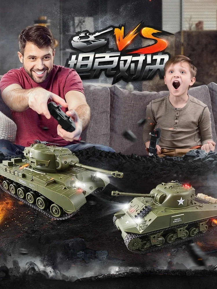 Henglong 1/30 Rc Tanks,sherman Vs Pershing Infrared Battle Tanks 2.4ghz Rc Battling Panzer Remote Control Us Model Tank Toy Gift