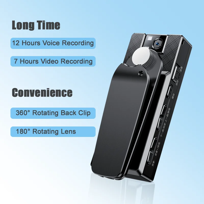 Vandlion A52 Mini Night Vision Camera HD 1080P with 1.3 Inches Screen Motion Detection 360° Rotatable Clip 5H Video Record