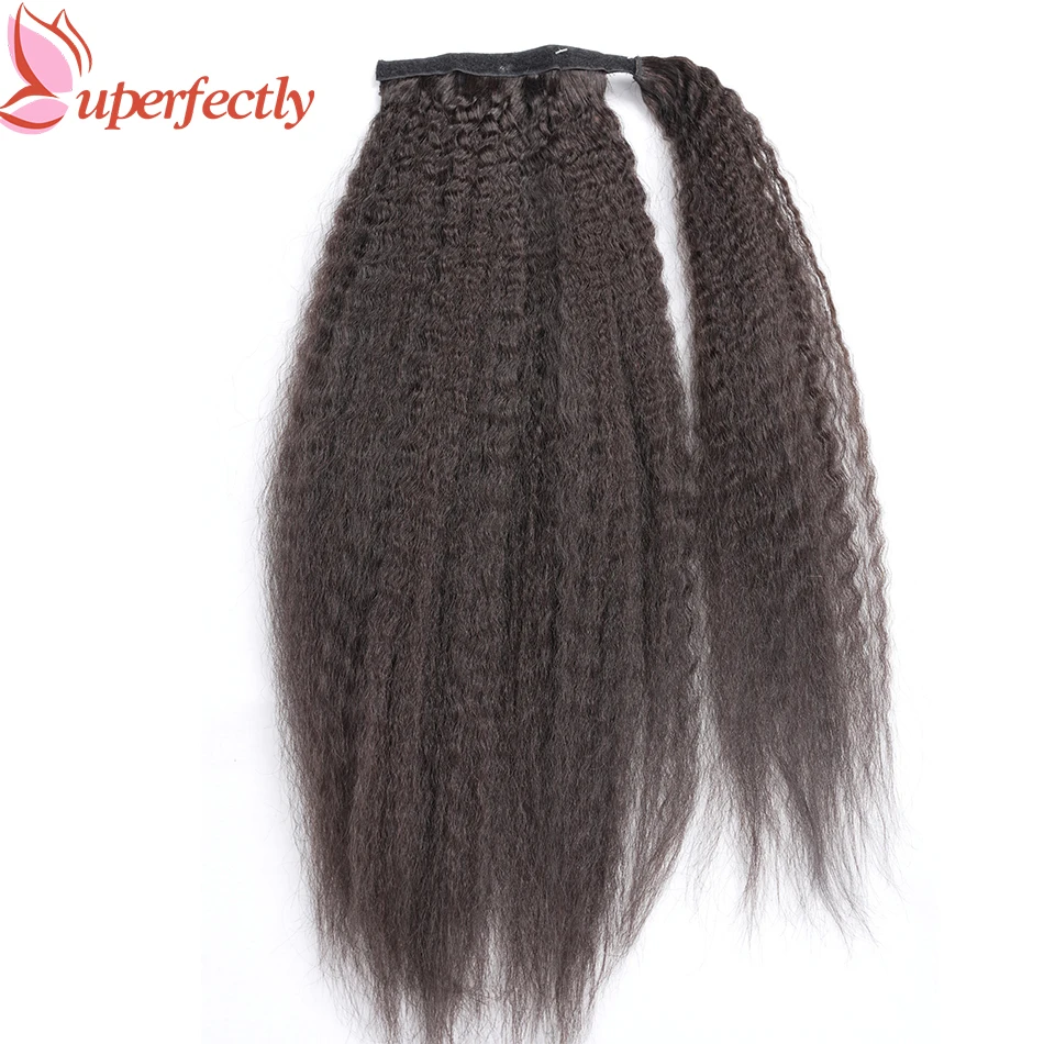 Uperfectly Drawstring Ponytail Clip In Hair Extension Natural Black Kinky Straight 100% Real Human Hair Extensions for Women