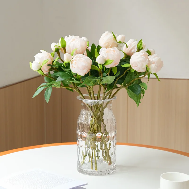 European-Style 2 Head Simulated Peony Wedding Home Soft Decoration Flower Arrangement Silk Flower Arrangement Flower Art Peony