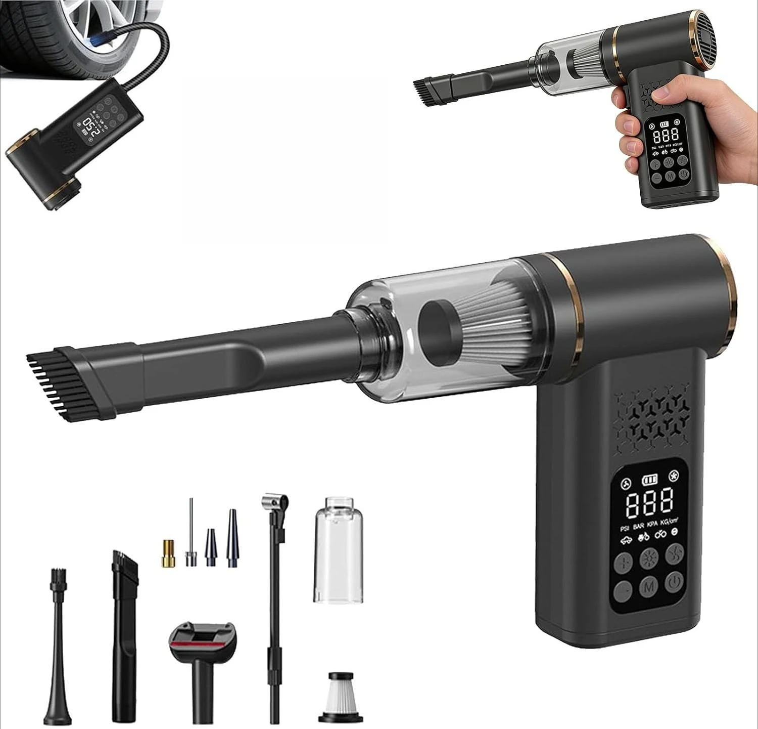 Electric USB Wireless Multi-functional Vacuum Inflator Pump Quick Air Compressor 150psi Portable Self-checking Tire Pressure