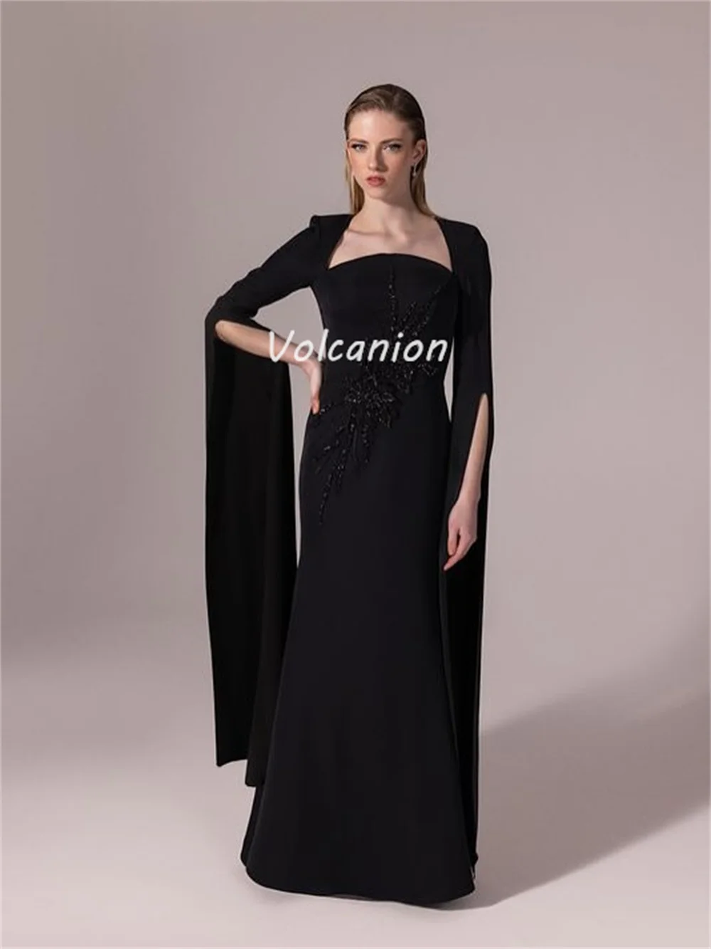 Customized Modern Style Sexy Jersey Ribbon Beading Ruched Mermaid Square Neck Long Dresses Bespoke Occasion Dresses High Quality