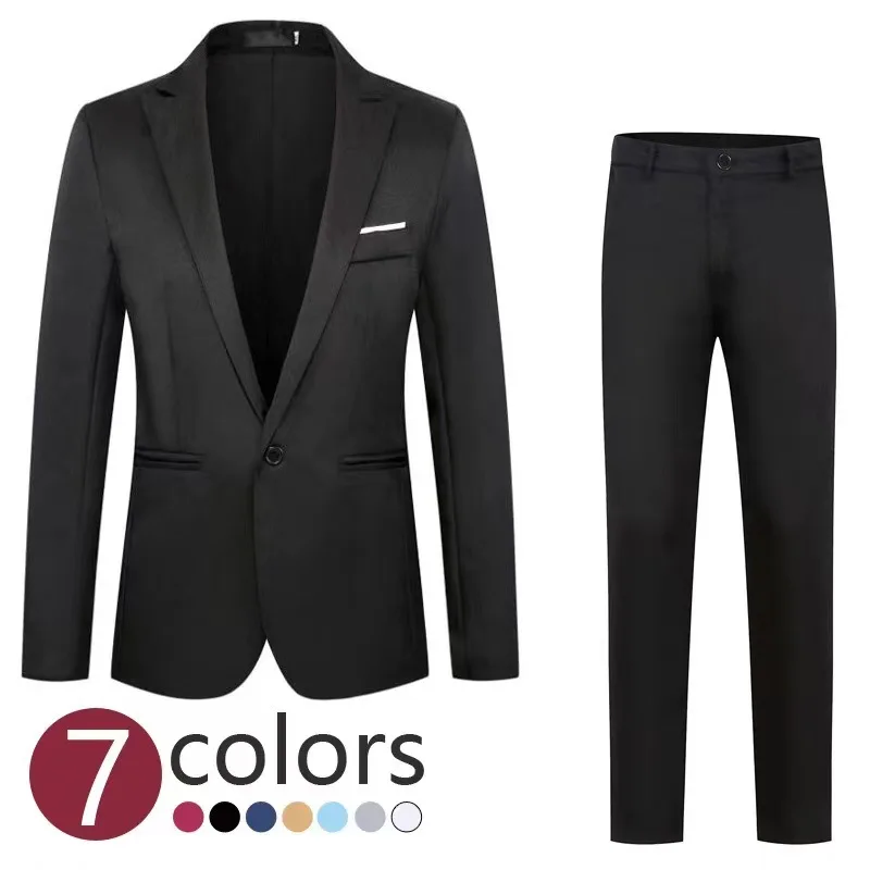 

Men's Wedding Suit Two-Piece Profional Formal omsmen Clothing New om Marriage Cotton Stand Fit Youth Faion
