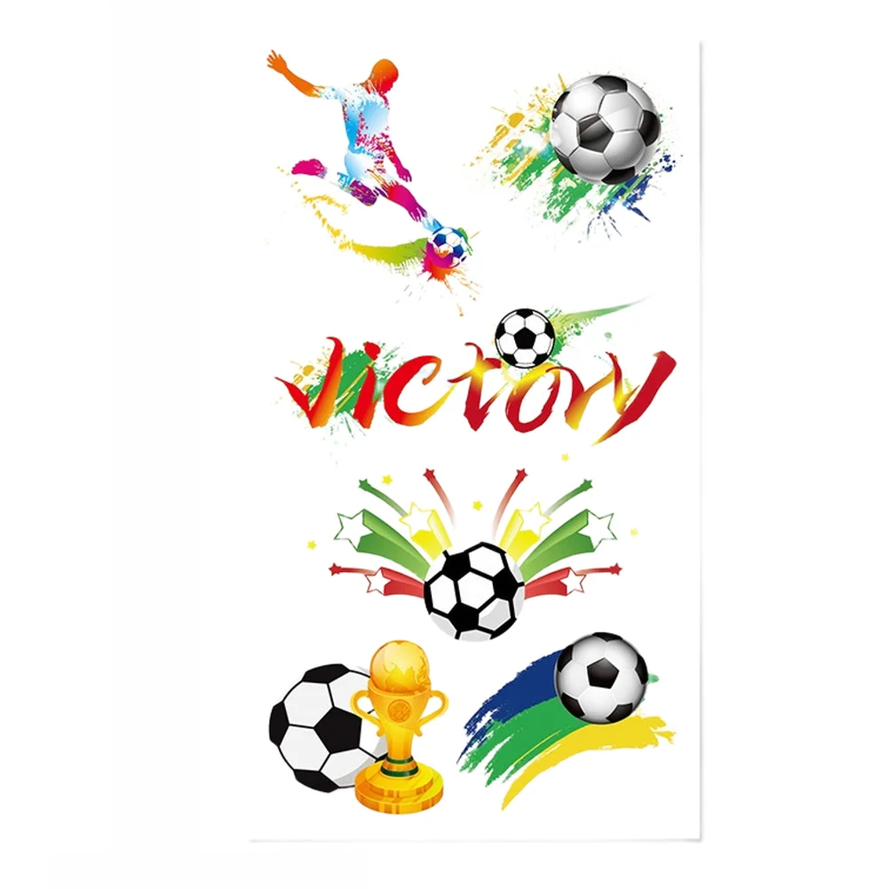 Black Water Transfer Football Tattoo Stickers 5 Sheets Face Decals For Soccer Tournament Match Party Event Body Art Decor