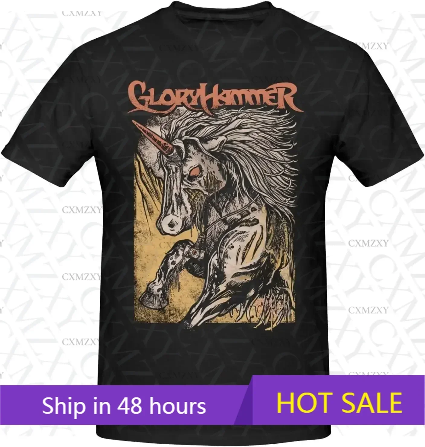 

Gloryhammer Shirt Men's Cotton Short Sleeve T-Shirt Classic Crew Neck Casual Top Black