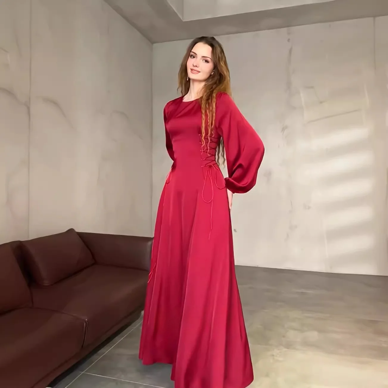 

Неводное женское платье с поясным шнуром, Новое поступление из Ближнего Востока, Дубай София, лето 2023, этнический сценический костюм