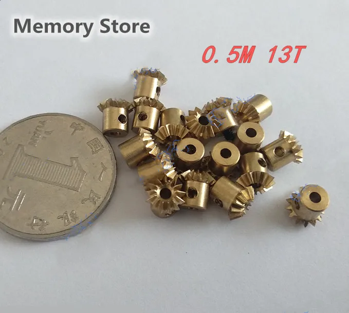 2PCS 1.5/2/3mm Inner Hole 1:1 Brass Bevel Gear Modulus 0.5，13 Teeth ，90 Degree Drive Commutation Gears