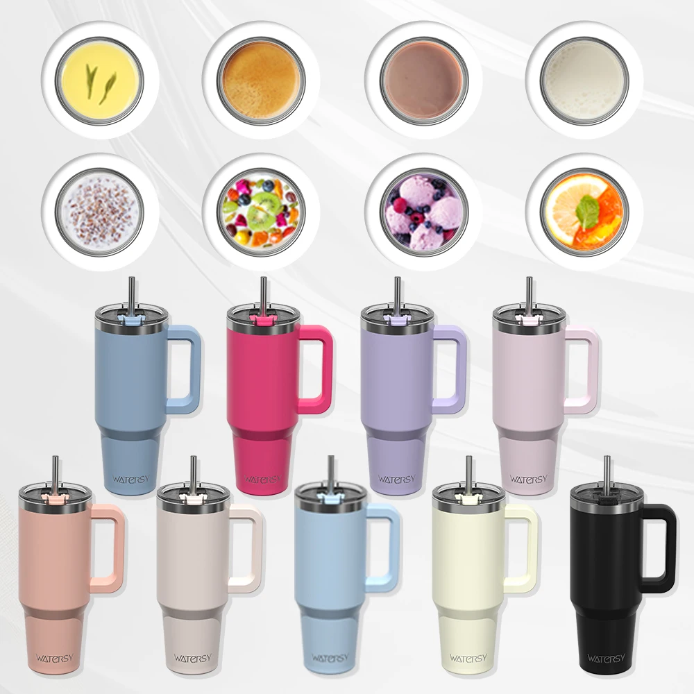 كوب ماء 20 أونصة/591 مل بمقبض، كوب معزول مانع للتسرب، مكنسة كهربائية من الفولاذ المقاوم للصدأ للقهوة، للسيارة والسفر