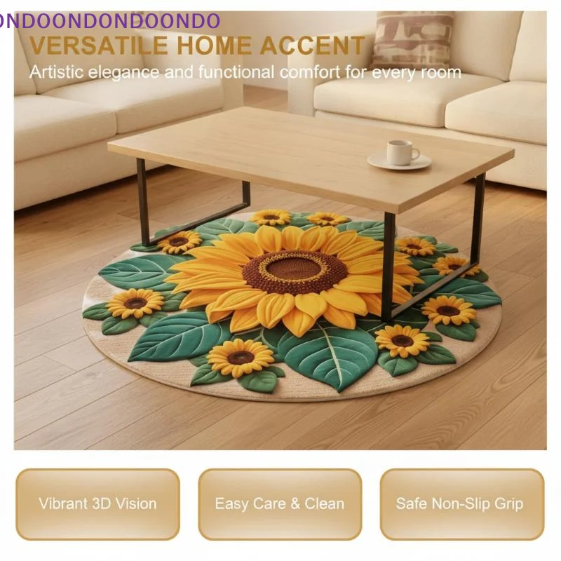 60x60cm Special-shaped Sunflower Carpet Non-slip Soft Fluffy Flower Rug for Living Room Sofa Front Decor