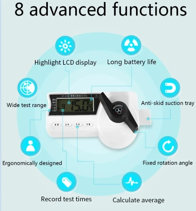 KT-H100 8%-35% Measuring Range for 4 kinds of Grains Digital Portable Grain Moisture Meter Moisture Analyzer