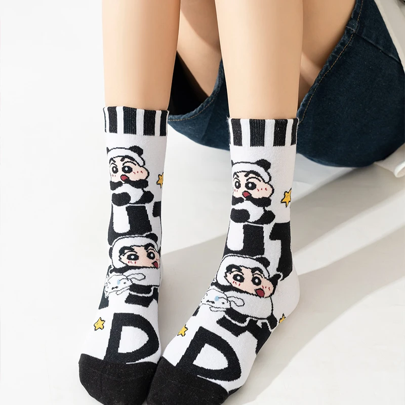 Kawaii Crayon Shin Chan Socks Cartoon Cute Student Anime Comfortable Keep Warm Protecting Feet Cotton Material Toys Girls