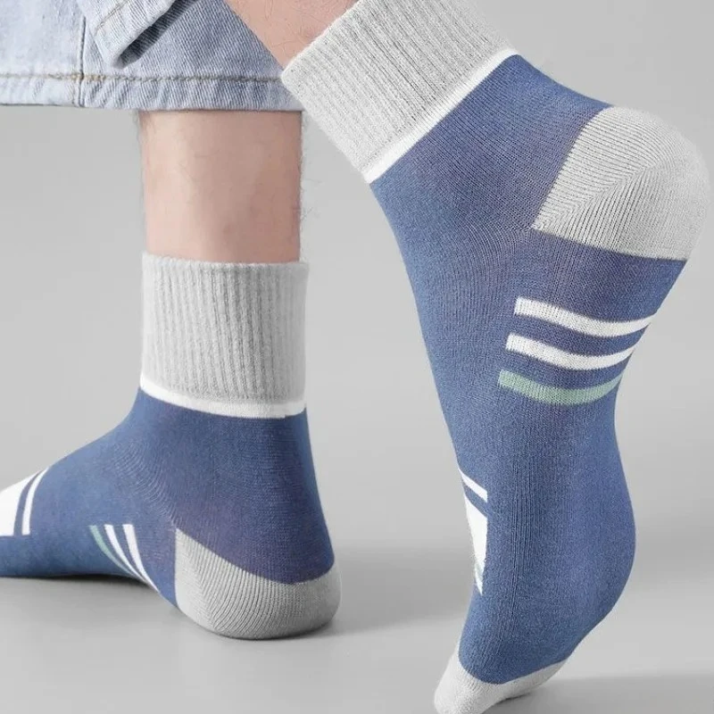 10 pieces, 5 pairs of breathable sports men's mid tube spring and autumn sports men's casual hiking basketball socks, thin, view 3