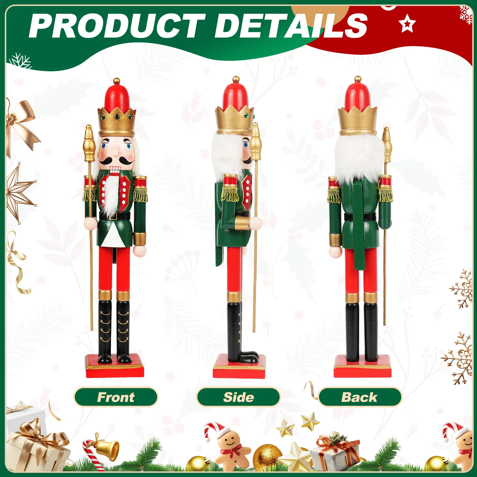 

Classic Wooden Nutcracker Figures Christmas Table Decor & Collectibles Hand-Painted Festive Home Ornaments