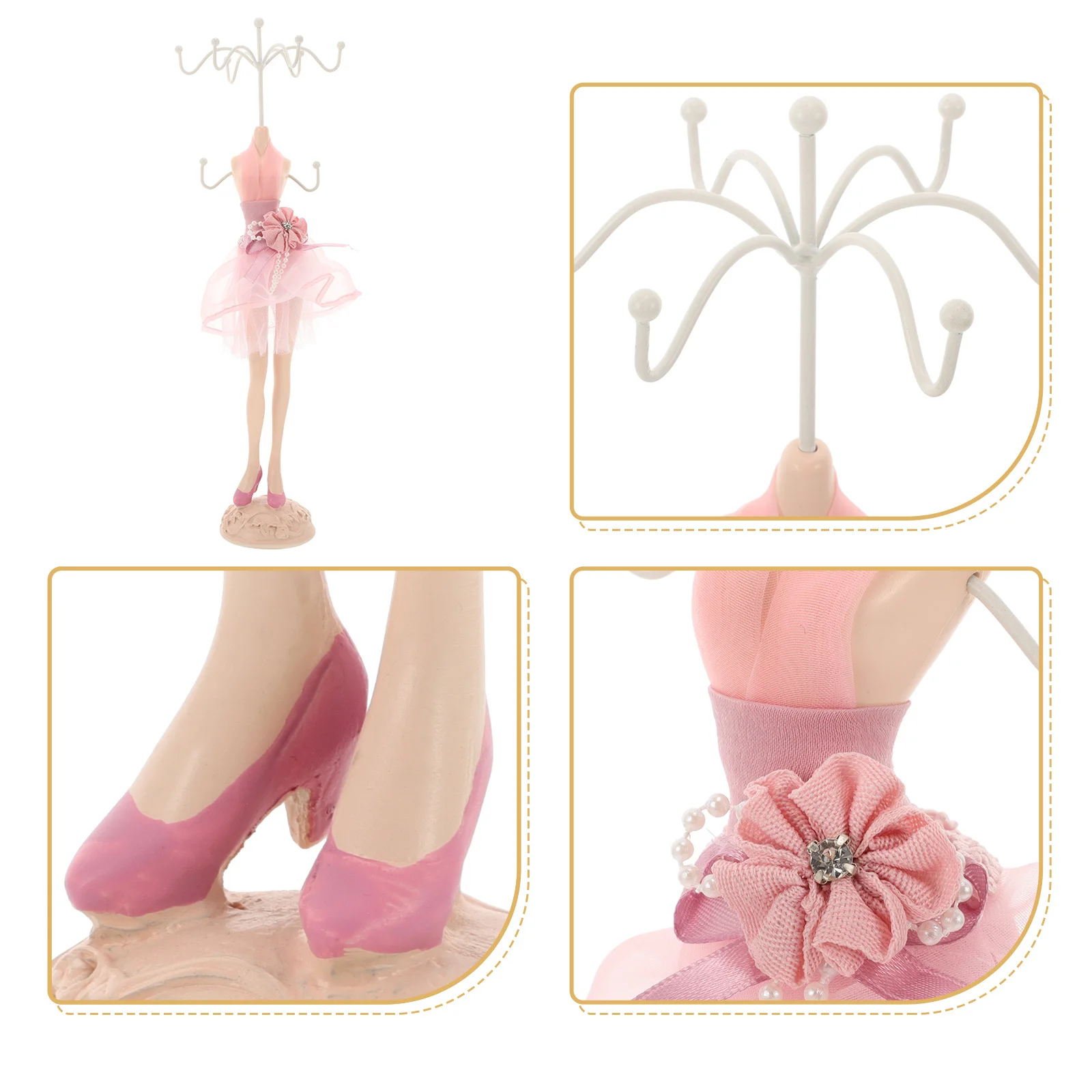 

Jewelry Display Stand Earrings Necklaces Bracelets Ring Organizer Compact Holder Modern Stylish Rack Necklace Storage Solution