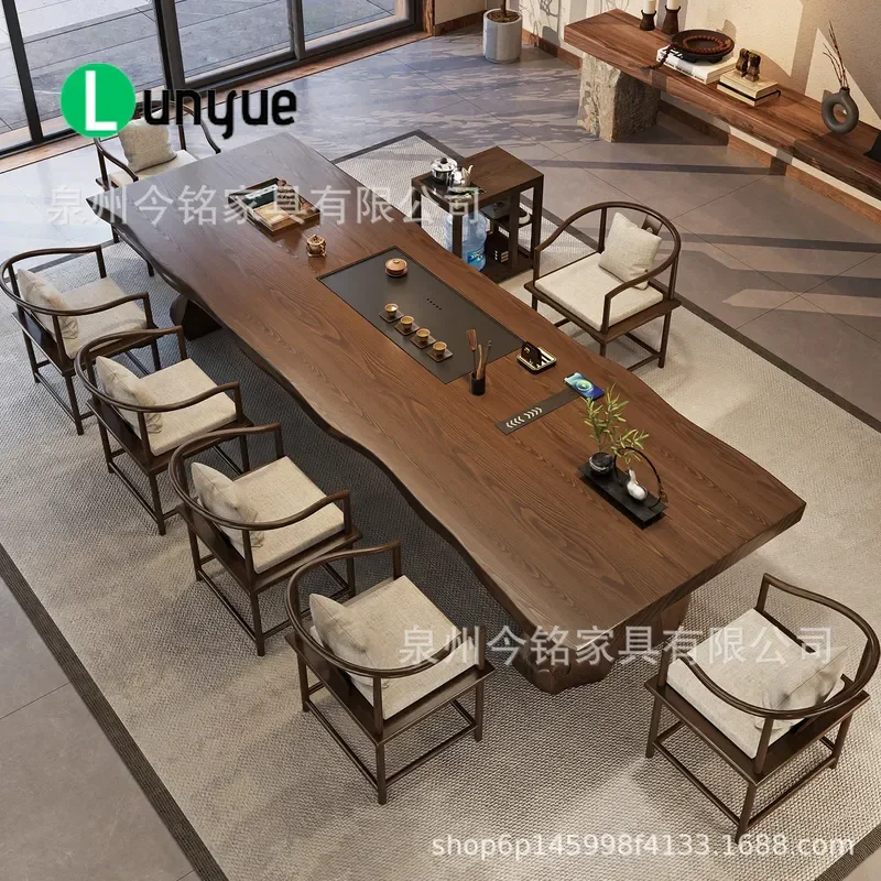 New Chinese Style Solid Wood Tea Table Household Zen Tea Set for Home Office Tea House Leisure Club Complete Furniture