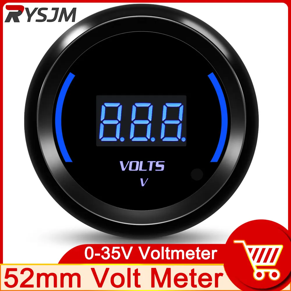

Вольтметр Автомобильный датчик 2 "52 мм 12 В 24 В Автоматический прибор Измерители напряжения 0-35 В Черная рамка Датчик напряжения Автомобильный вольтметр Индикатор
