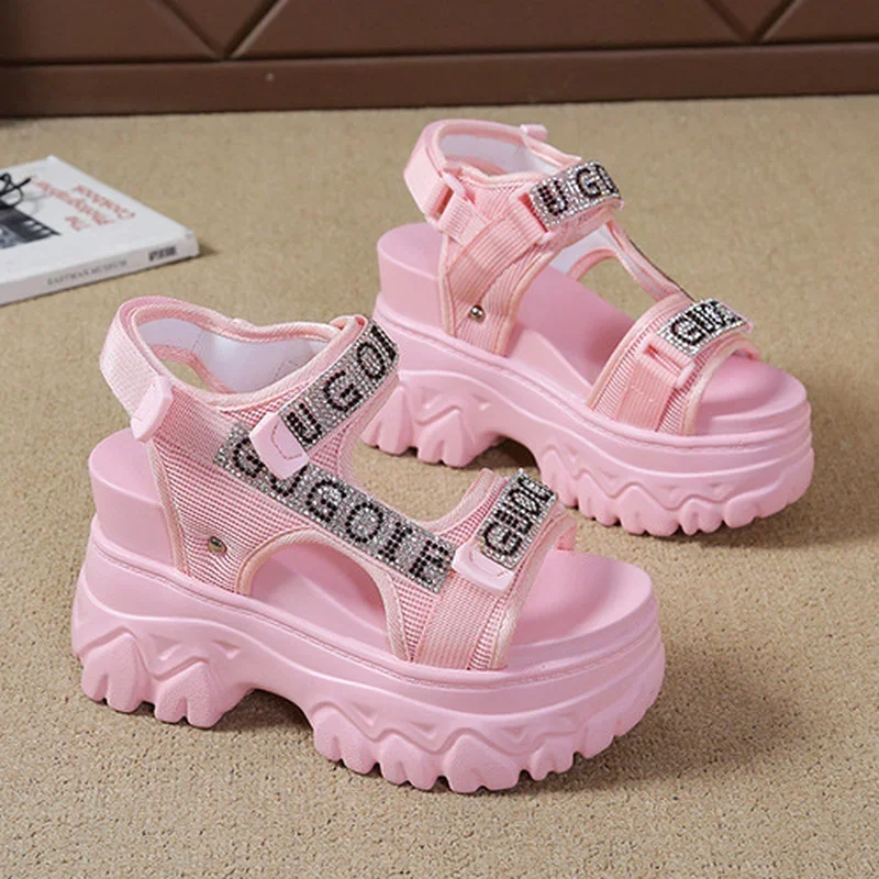 2025 Women Wedge Increased Platform Shoes Ladies Beach Summer Sandalia 9cm High Heels Sexy Open-toed Sandals Chunky Sandals