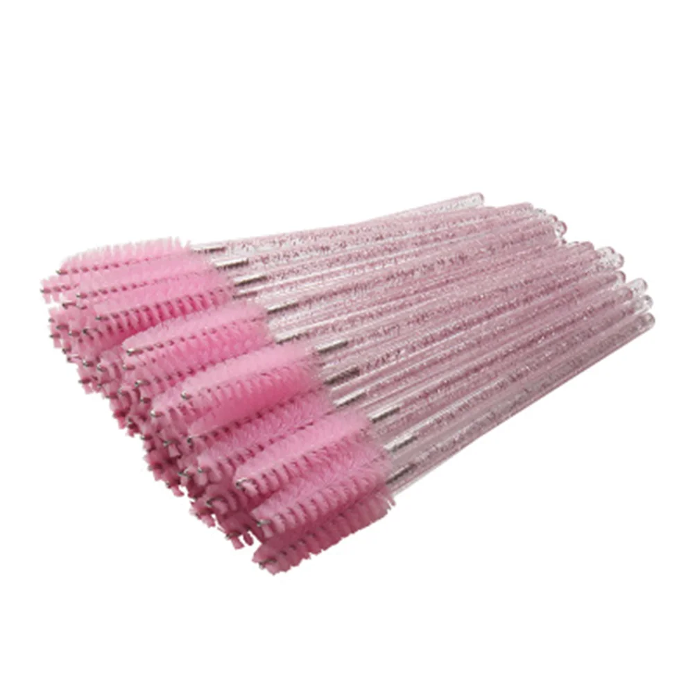 100pcs Disposable Eyelash Mascara Crystal Rod Eyelash Applicator Makeup (Pink) disposable mascara wands