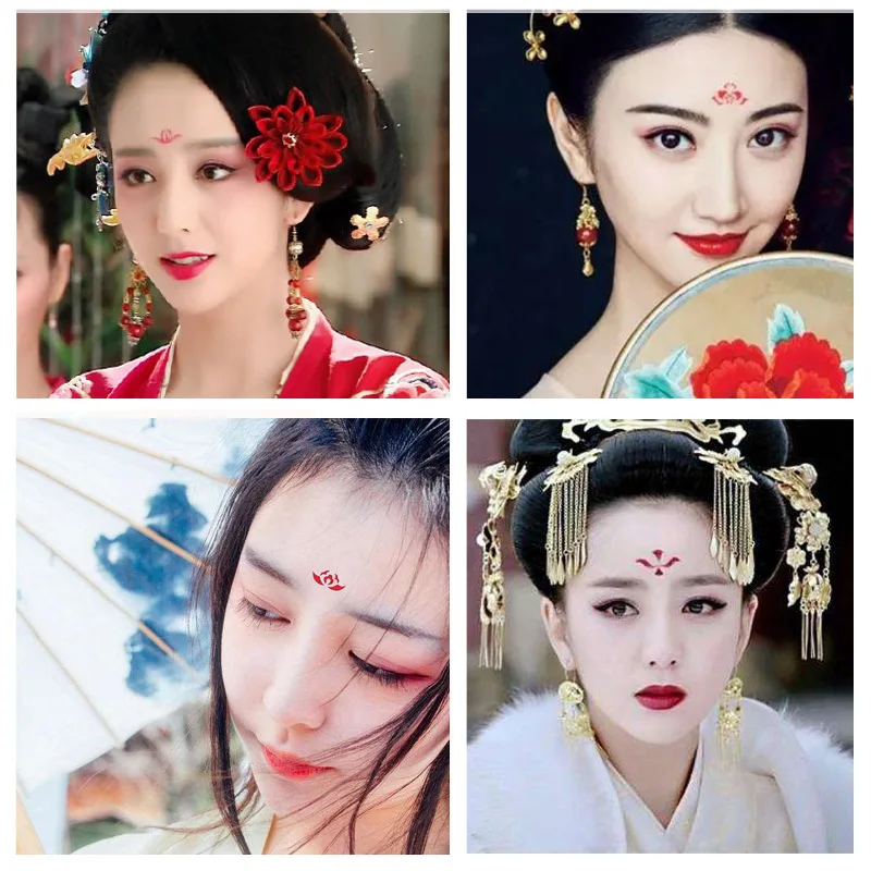 Huadian, сексуальная паста для татуировки бровей, эстетическое искусство, древний стиль, паста для лба для девочек, детская временная татуировка Hanfu, наклейка