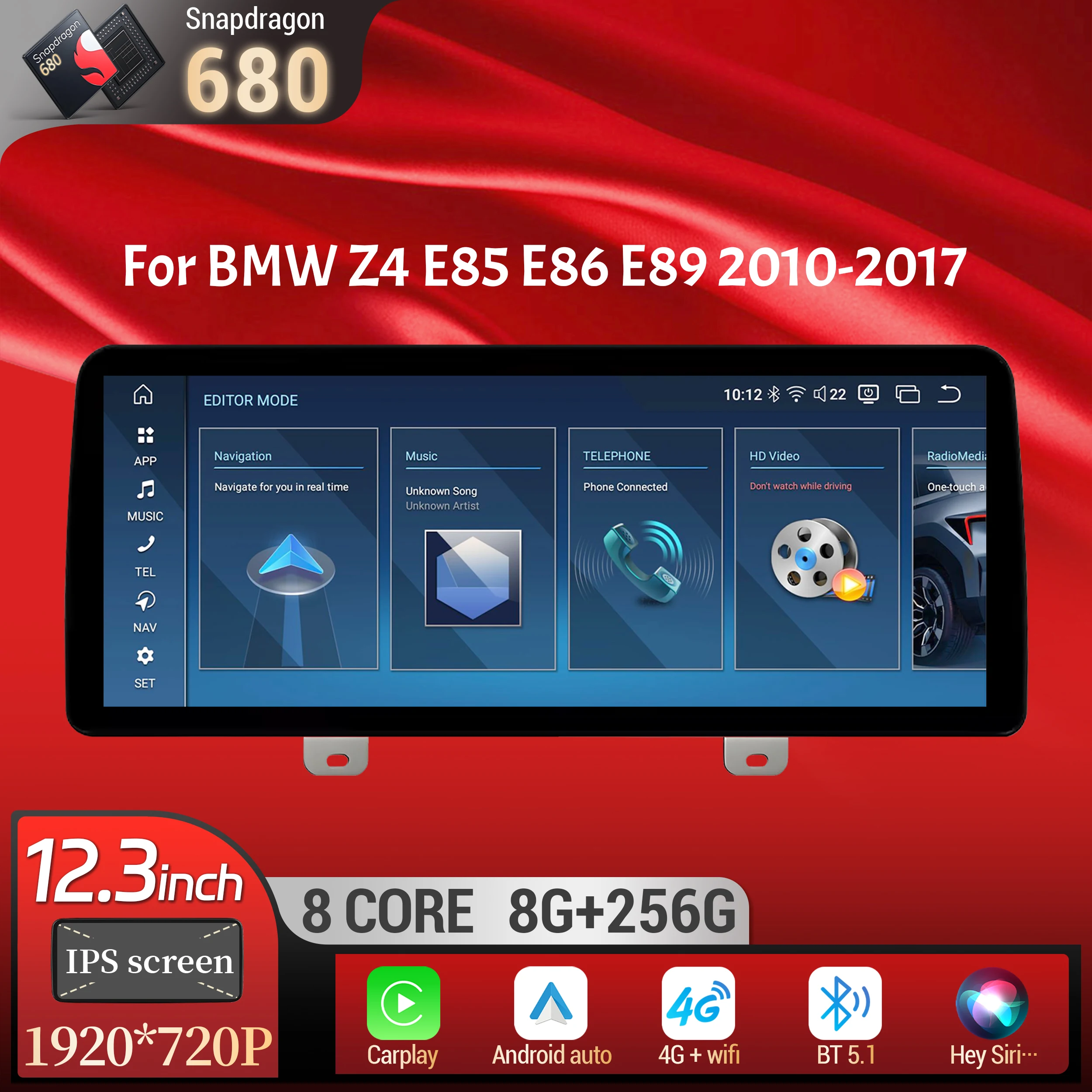 

12.3 inch 4G Android 14 For BMW Z4 E85 E86 E89 2009-2019 Car Radio Wireless Bluetooth Carplay Head Unit Snapdragon 680 Screen