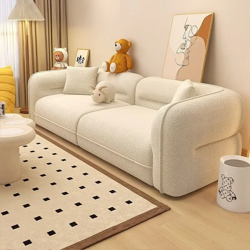 DSA Cream-Style Slambswool Modern Simple Living Room Direct-Row Homestay Double Sofa