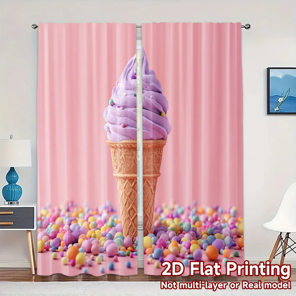 2pcs, 2D FLAT PRINTING Curtains (Without Rod) Lilac Swirl Chic Light Filtering Curtains Durable 100% Polyester Fabric Curtains