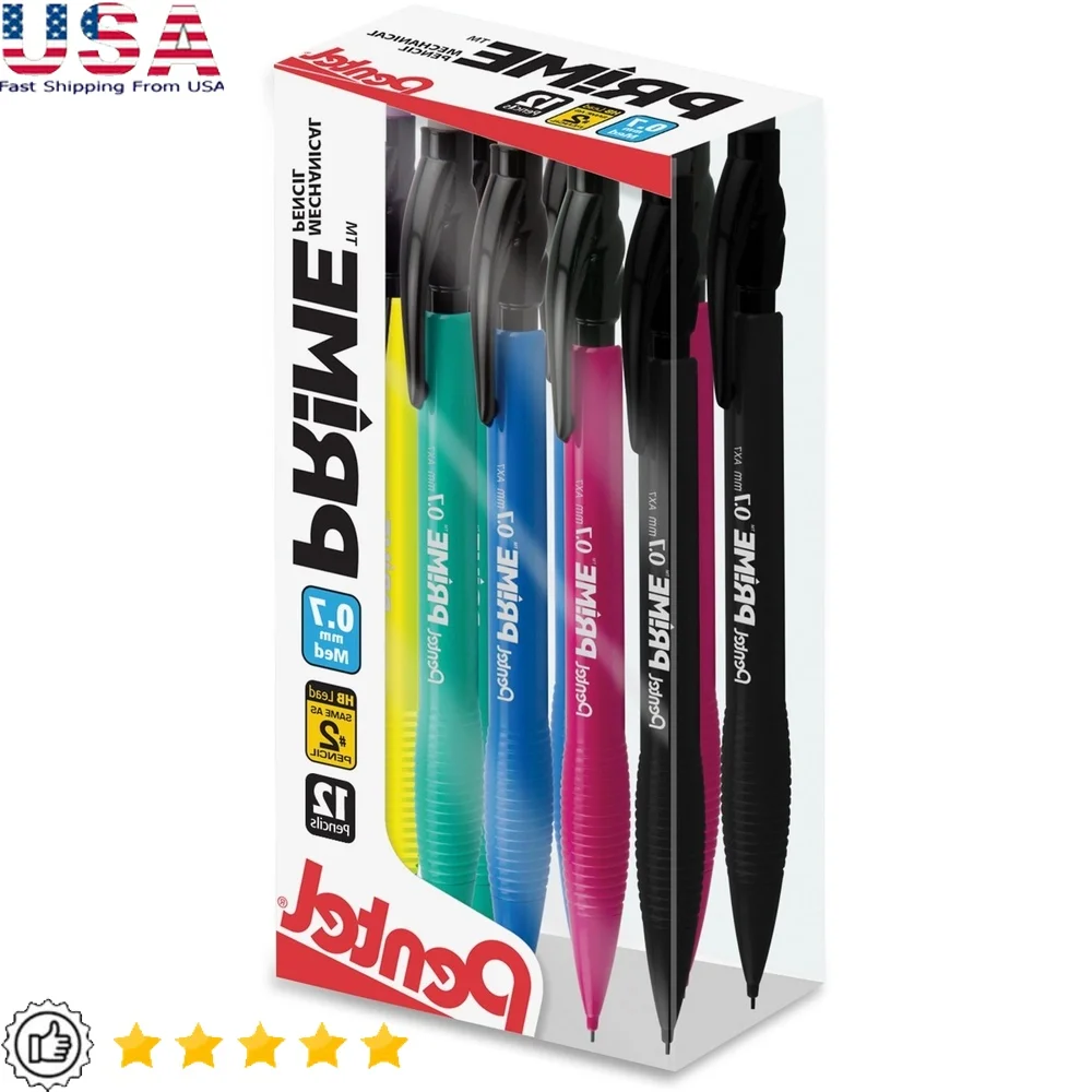 

Mechanical Pencil 0.7mm No.2 Lead Assorted Barrel 12 Pack Ergonomic Grip Smudge Proof Replaceable Eraser Premium Quality