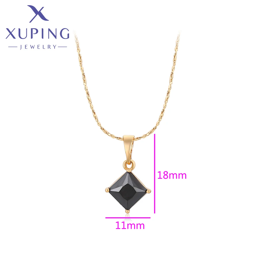Xuping Jewelry New Arrival Square Stone Pendant Necklace of Gold Color Women Exquisite Gift X000805067