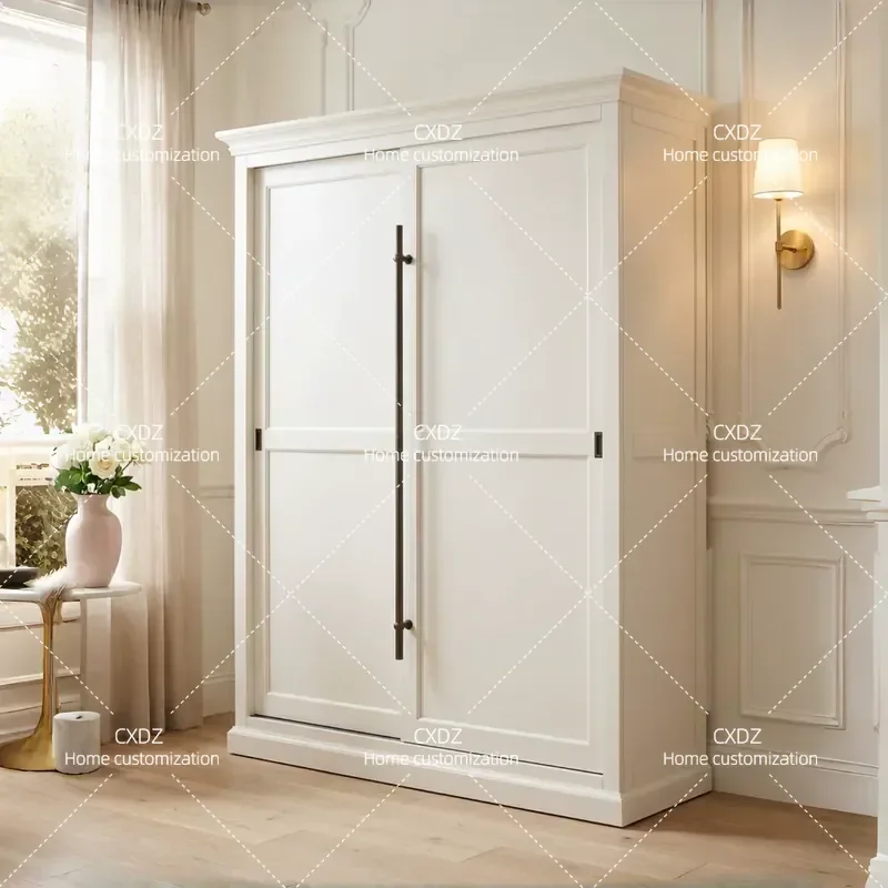 Modern Simple 2 Door Sliding Wardrobe Bedroom Closet Storage Cabinet Nordic Style Economical Furniture for Home Organization