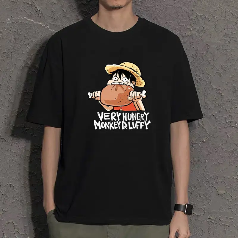 

One Piece Patterned Short-sleeved T-shirt Luffy Anime-style Printed Peripheral Summer T-shirts for Men and Women Anime Figure
