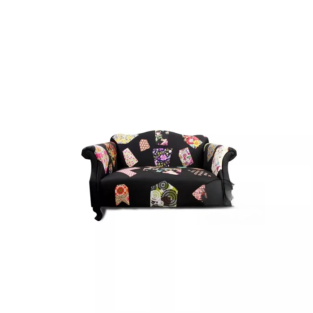 European fabric art small apartment splicing multi-person living room double sofa, designer model