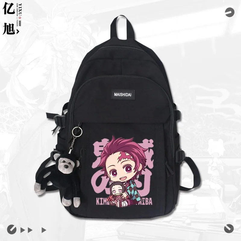 30×44×13cm Black White Green Red, Demon Slayer, Kimetsu no Yaiba, Student Kids Teens School Bags, Anime Backpacks Girls Boys