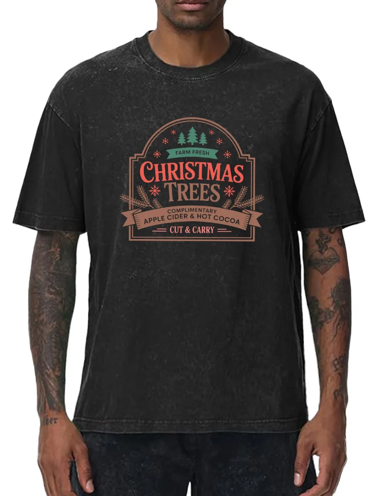 

Cutest Reindeer of All Men's Oversized Washed Graphic T-Shirt Christmas Print Streetwear Tee Vintage Casual Top