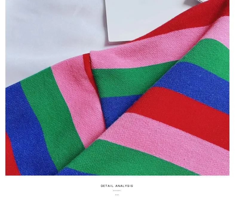2026 Neuer Frühlings- und Herbststil für 1-8 Jahre alte Mädchen: Gestreifter, modischer, vielseitiger Rundhals-Hoodie mit Regenbogenstreifen – Detail 16
