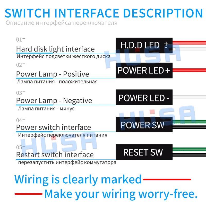 12/16/19/22mm PC LED ordenador host interruptor de botón de metal DIY con cable 60cm cable de placa base blanco/azul/amarillo/rojo