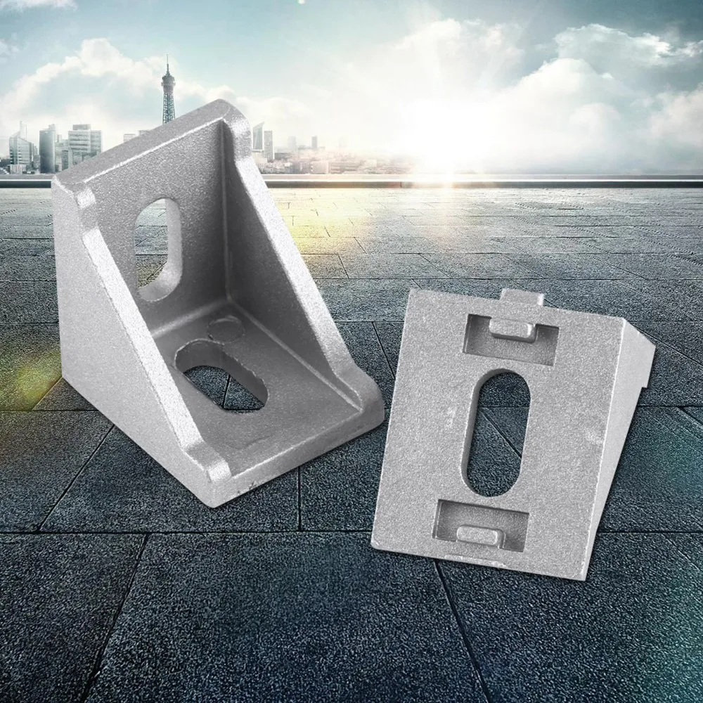 10pcs Practical 2 Hole Aluminum Corner Bracket 3030 Series Durable Right Angle Bracket L Bracket Fastener For T-Slot Profile